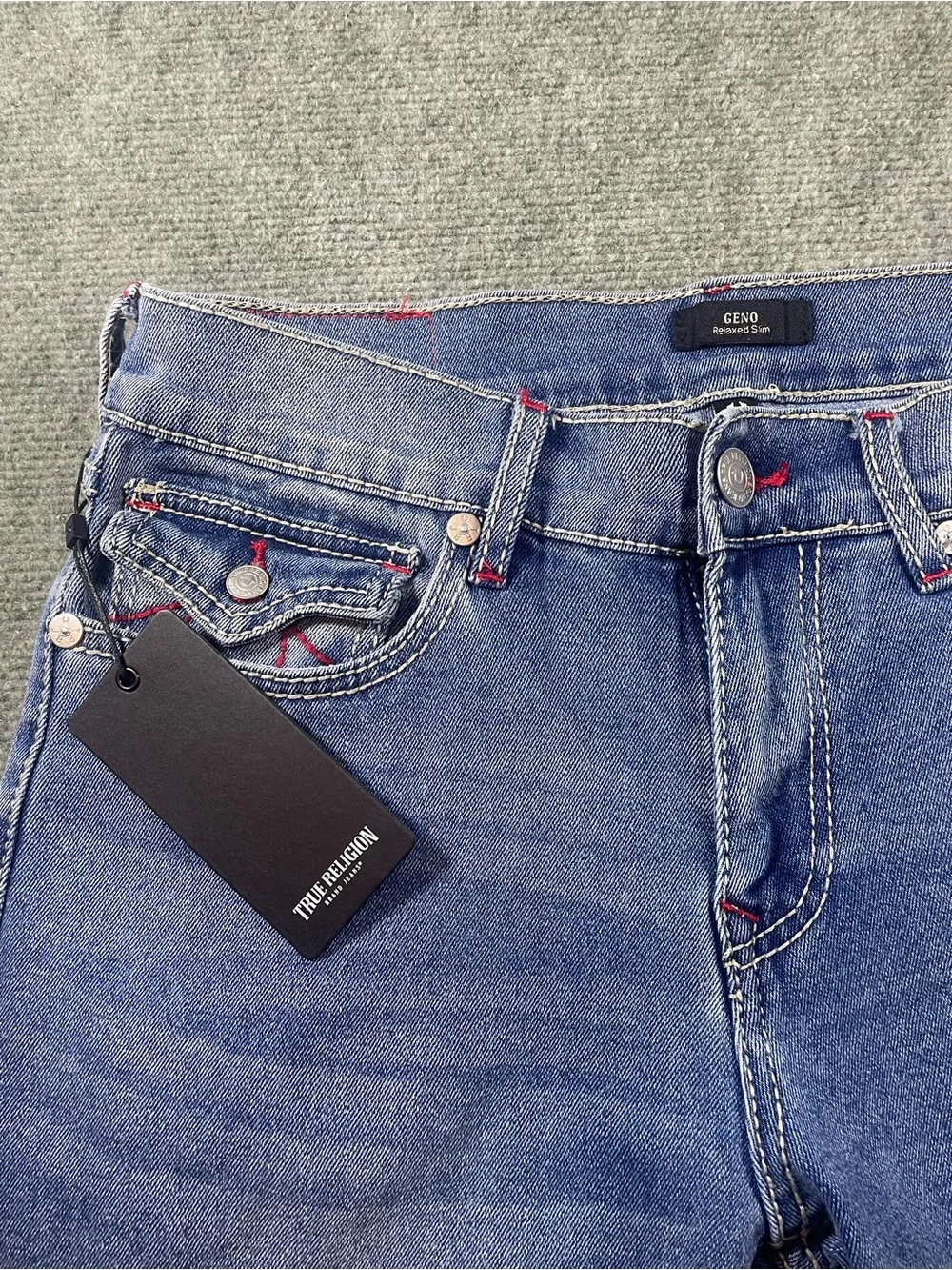 True Religion Men's Slim Geno Jeans in Light Blue Wash